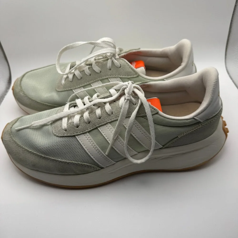 Adidas Retropy F2 Linen Green White Orange Sneakers HQ1973 Mens 8.5 Womens 9.5
